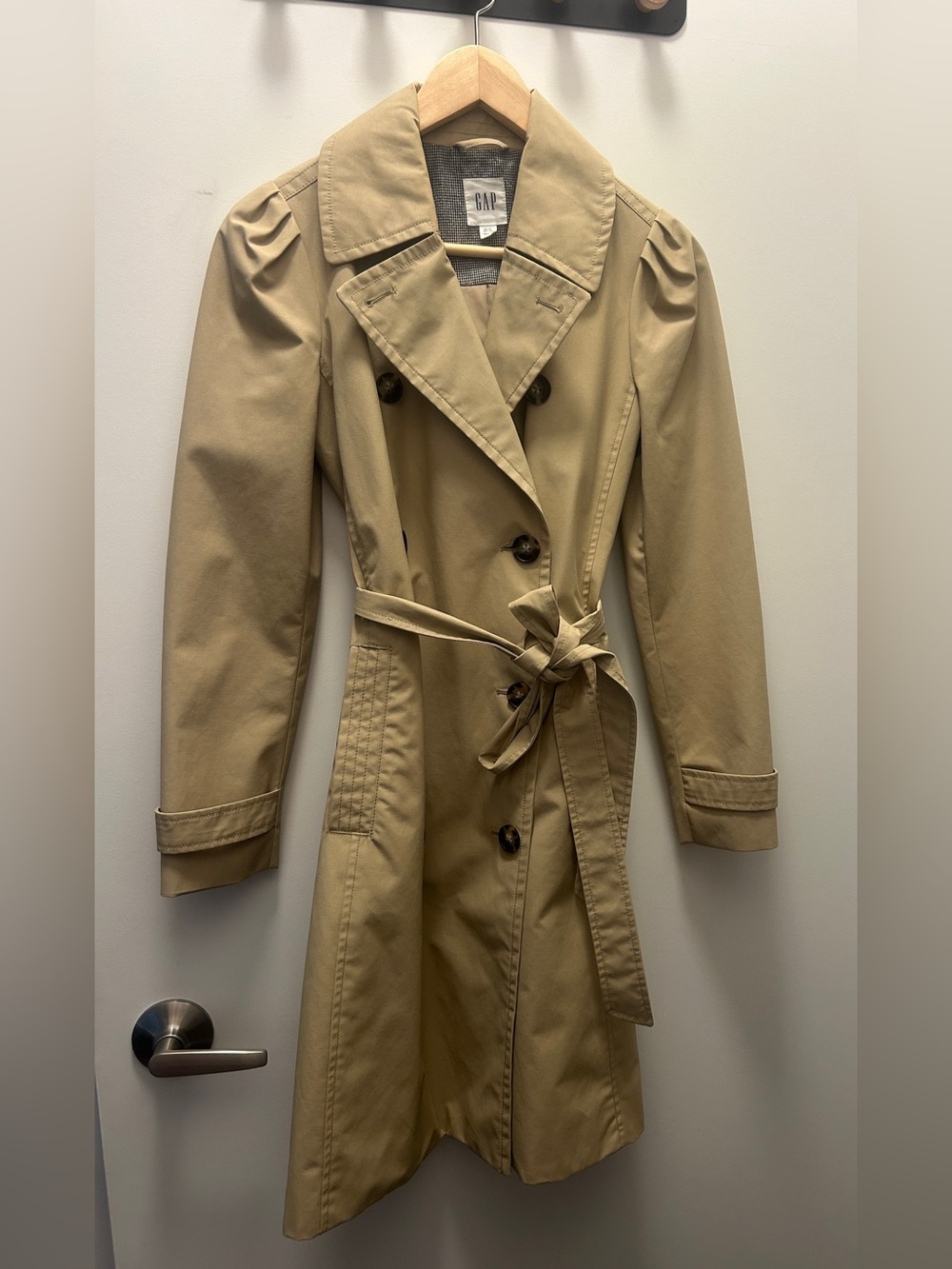 GAP Khaki Trench Coat with Belt /XS Petite